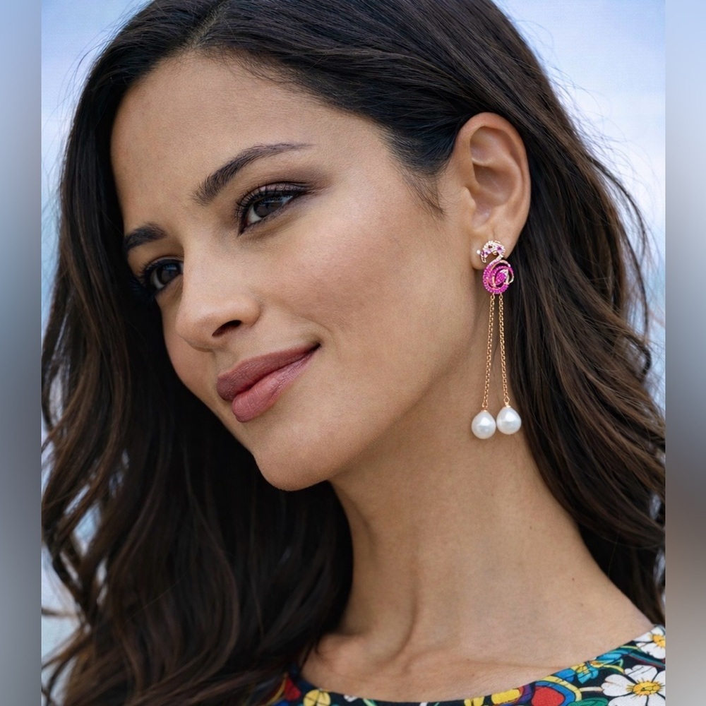Flamingo earrings. Statement earrings.